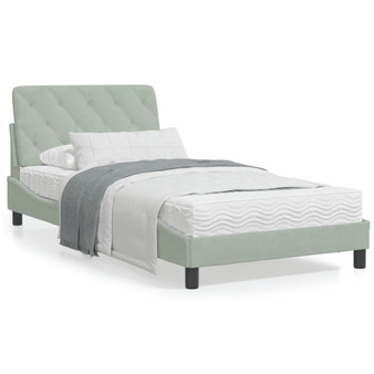 Bed Frame without Mattress Light Gray 39.4"x79.9" Velvet A949-3207949