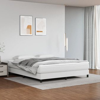 Bed Frame White Faux leather, Plywood, Engineered wood A949-3120735