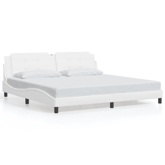Bed Frame without Mattress "Zadar" White 76"x79.9" Faux Leather A949-3208225