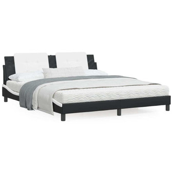 Bed Frame without Mattress "Zadar" Black and White 72"x83.9"Faux Leather A949-3208229