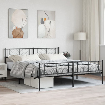 Metal Bed Frame Black Steel 76 x 80 in Modern Metal Bed Frame A949-372203