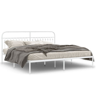 Bed Frame White Steel Full Bed Frame Rectangular Traditional A949-376655