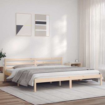Bed Frame Natural 82.09 x 78.15 x 27.36 in Solid Pine Wood A949-900321