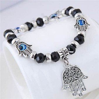 Magic Hands Theme Beads Fashion Women Costume Bracelet - Black A392-fabr2297