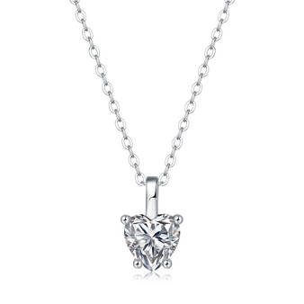 Casual Moissanite CZ Heart Dangle 925 Sterling Silver Necklace R866-JZ_667859567982