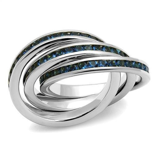 3W1334 - Rhodium Brass Ring with Synthetic Synthetic Glass in Montana A874-3W1334