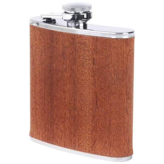 6OZ SS FLASK W REAL WOOD WRAP S508-KTFLKWD
