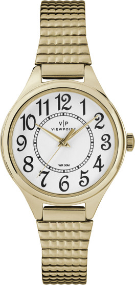Viewpoint by Timex CC3D82200 Women's Gold-Tone Stainless Steel Expansion Band Watch G818-CC3D82200