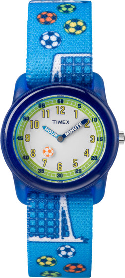 Timex Boys TW7C16500 Time Machines Blue Soccer Elastic Fabric Strap Watch G818-TW7C16500