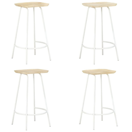 Bar Stool Set of 4 Bleached wood and white