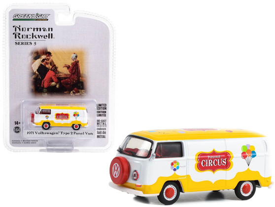 1971 Volkswagen Type 2 Panel Van Yellow and White with Red Interior "Percevel Circus" "Norman Rockw F977-54080F