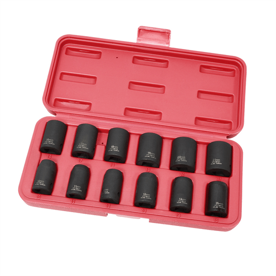 K Tool International Impact Socket Set 12 Piece Thin Wall Metric 1/2 in. Dr - Short T398-KTI38100