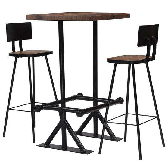 Bar Set Multicolor Solid reclaimed wood and powder-coated steel A949-245394