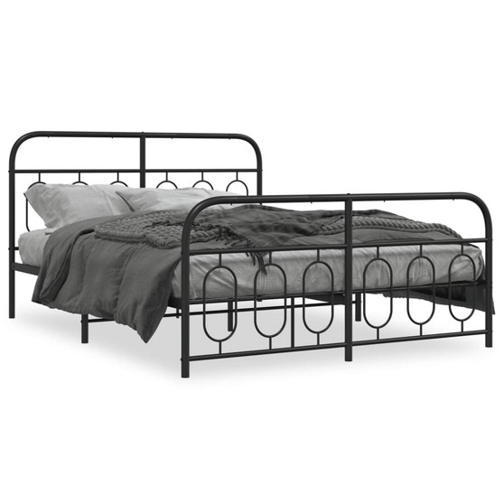 Bed Frame Black Steel Full Bed Frame Rectangular Modern A949-377137