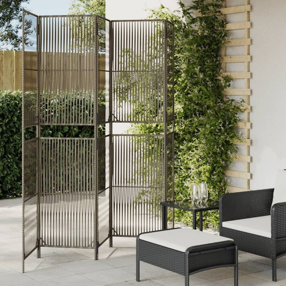 Room Divider 5 Panels Gray Poly Rattan A949-365398