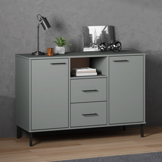 Sideboard Grey Solid pine wood, metal Medium Sideboard A949-351019