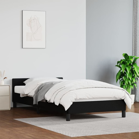 Bed Frame With Headboard Black Faux Leather Twin Bed Frame A949-347525