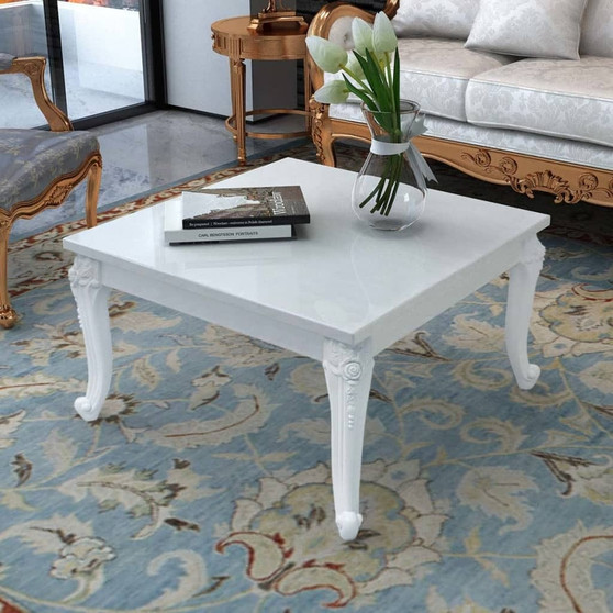 High Gloss Coffee Table High gloss white MDF and Plastic 31.5 in A949-243379