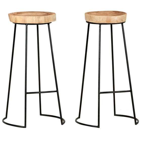 Bar Stool Set of 2 Natural, Black A949-287352