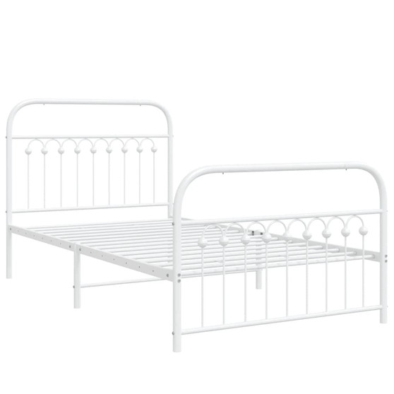 Bed Frame White Steel Twin Bed Frame Rectangular Modern A949-376662