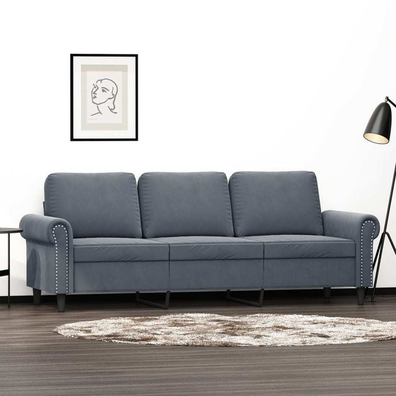 3-seater Sofa Dark Grey Velvet (100% polyester) 3-seater Durable A949-359540