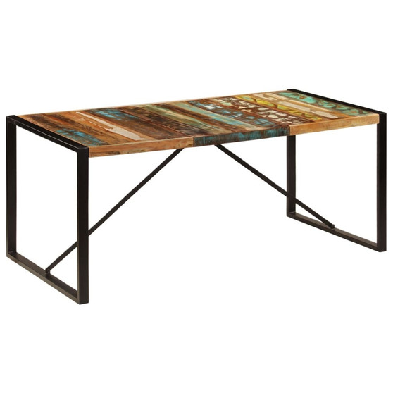 Dining Table Multicolor Solid Reclaimed Wood and Powder-Coated Steel A949-247415
