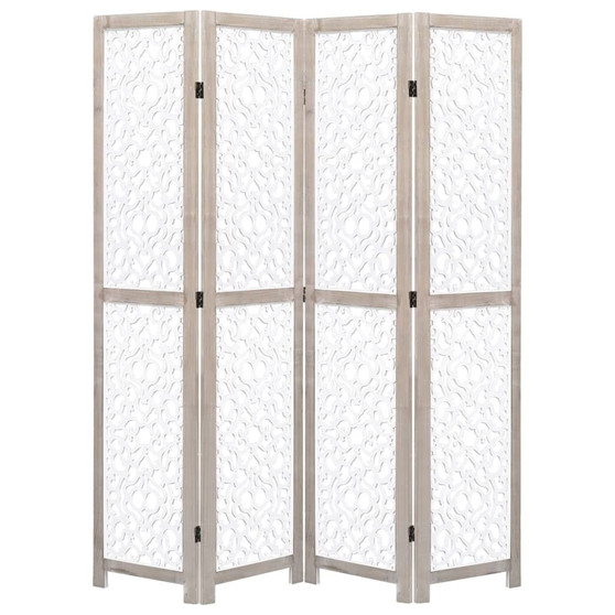 4-Panel Room Divider White 55.1"x65" Solid Wood A949-284196