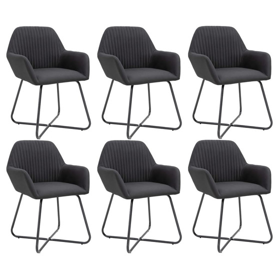  Dining Chair Set of 6 Black Polyester and powder-coated steel A949-277107