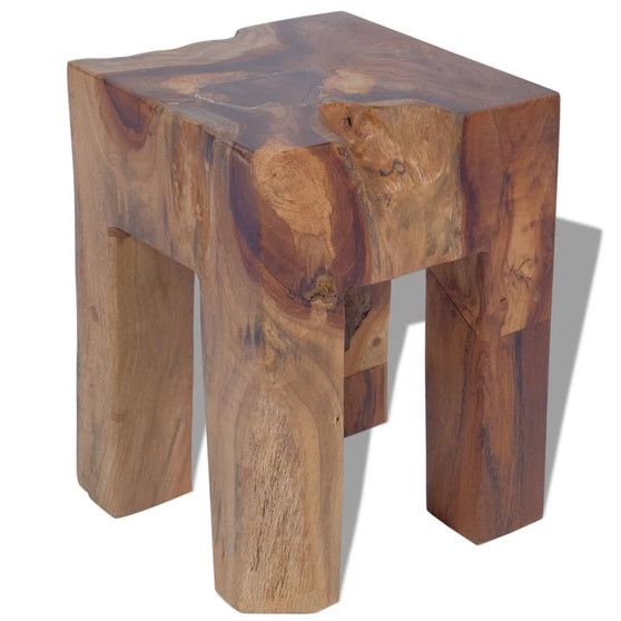 Stool Brown Solid teak wood Classic/Traditional Stool Square A949-243471