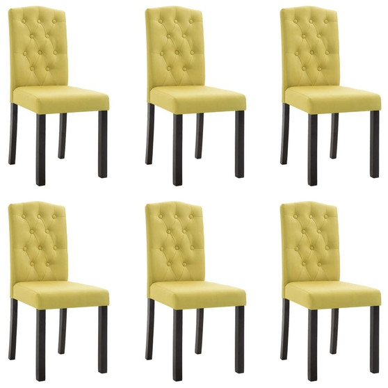  Dining Chair Set of 6 Green Fabric and Solid Rubber Wood Standard A949-277266