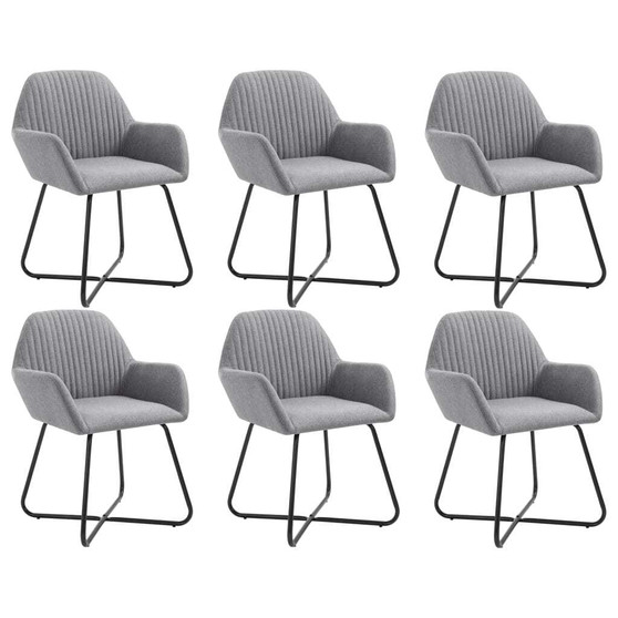  Dining Chair Set of 6 Light Grey Fabric and Powder-Coated Steel A949-277095