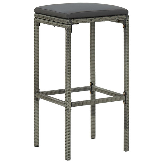  Bar Stool Set of 6 Grey PE rattan, steel, polyester Medium A949-313450