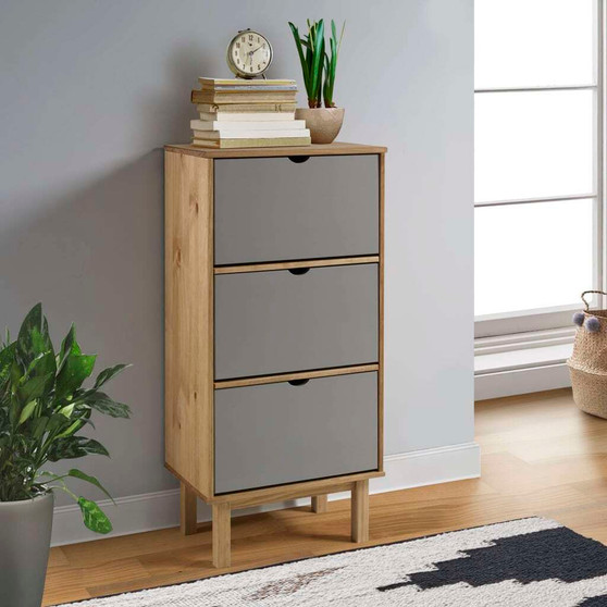  Shoe Cabinet Brown and Grey Solid pine wood, Engineered wood A949-351310