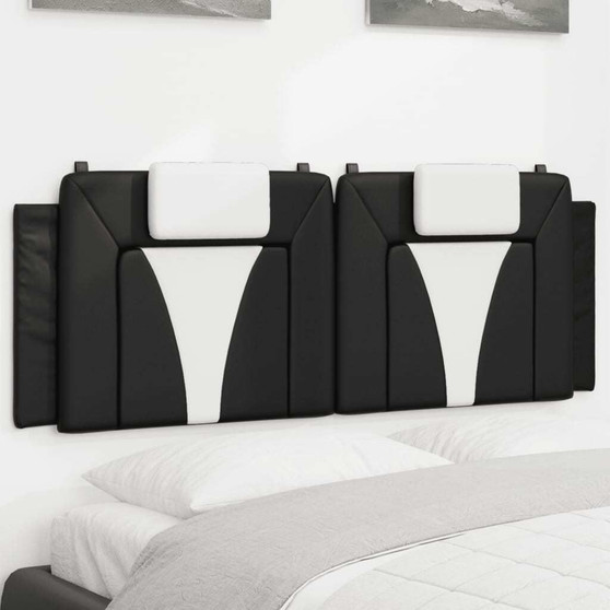  Headboard Cushion Black and White Faux Leather 54 in Double A949-374789