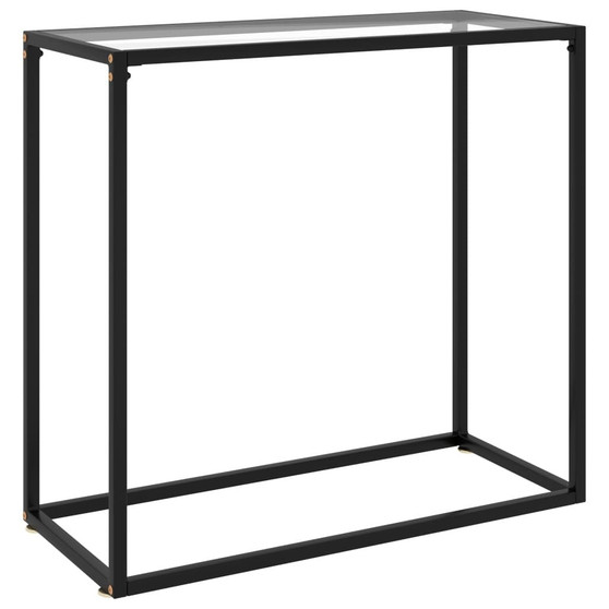  Console Table Transparent, Black Toughened Glass, Powder-Coated Steel A949-322807