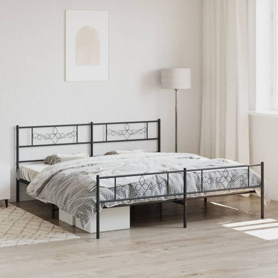  Bed Frame Black Steel Double Modern Bed Frame Rectangular A949-355290