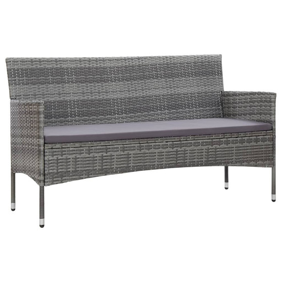  Sofa Grey PE rattan, steel, polyester fabric 3-seater A949-45898