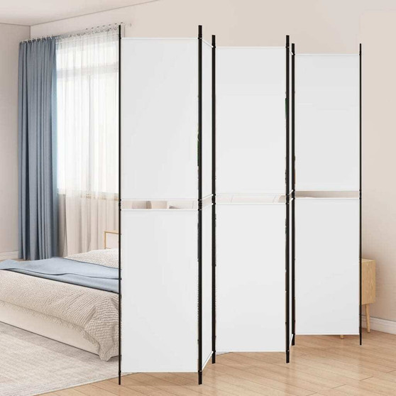  5-Panel Room Divider White 98.4"x86.6" Fabric A949-350250