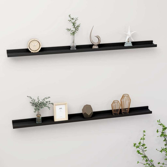  Wall Shelf Set of 2 Black MDF 45.3 in wide Wall mounting A949-326666