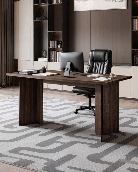 63 in Executive Desk, Large Modern Rectangle Office Table, Heavy Duty Wooden Executive Table with C E415-XZBGZJXXZZMBE7OT6001V0