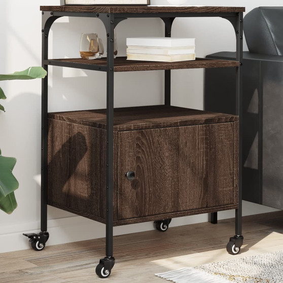 Printer Stand 3-Tier Brown Oak 19.7"x15.7"x29.9" Engineered Wood A949-842295