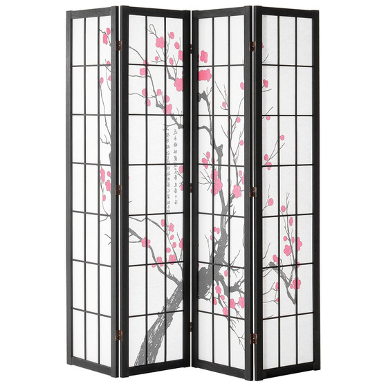 Room Divider, 4 Panel Japanese Room Divider Screen, Wood Folding Privacy Screen Indoor, Japanese Pa E415-RSPF4MBLXTA08J8ANV0