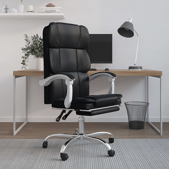 Reclining Office Chair Black Faux leather, metal, plywood, foam A949-349629