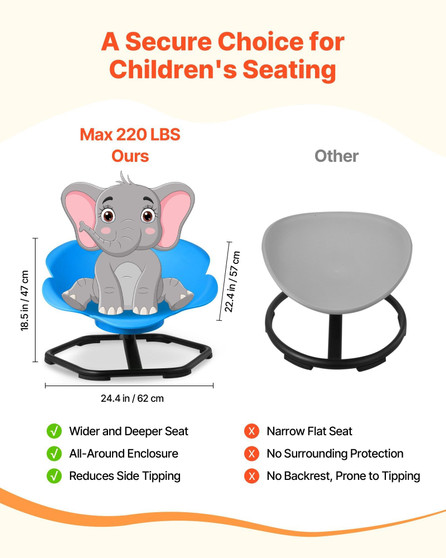 Kids Swivel Chair, 220 lbs Capacity, Cylinder Shape Sensory Spinning Chair, Autistic Kids Sensory T E415-ETZYLSGTKJS604MIZ001V0