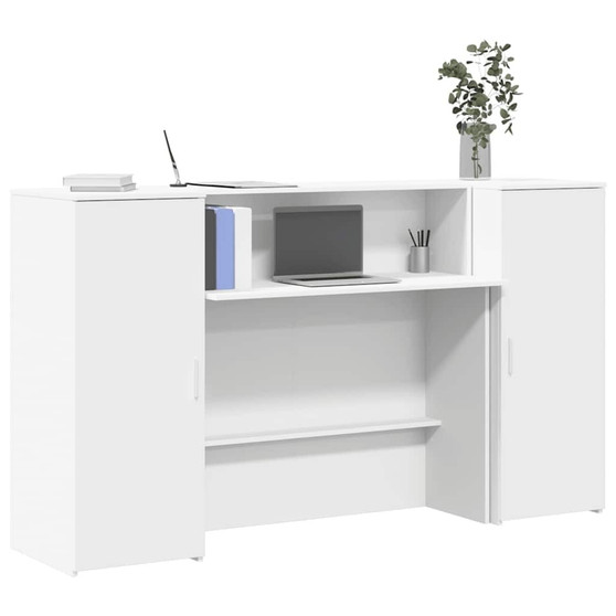 Reception Desk White Engineered wood Large Reception Desk A949-3324205