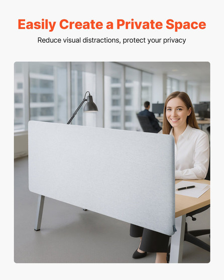 Desk Divider Privacy Panel, 60" x 24" Clamp-on Office Desk Partition, PET Cubicle Partition Panel,  E415-ZMGDYSMBW60HFQ1LP001V0