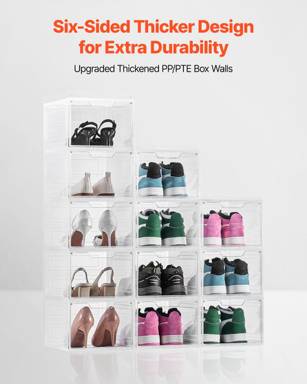 Shoe Storage Boxes, 12 Pack Clear Stackable Shoe Boxes Storage Organizers with Magnetic Door, Fit u E415-KDDQTMCXXHQKSN20V001V0