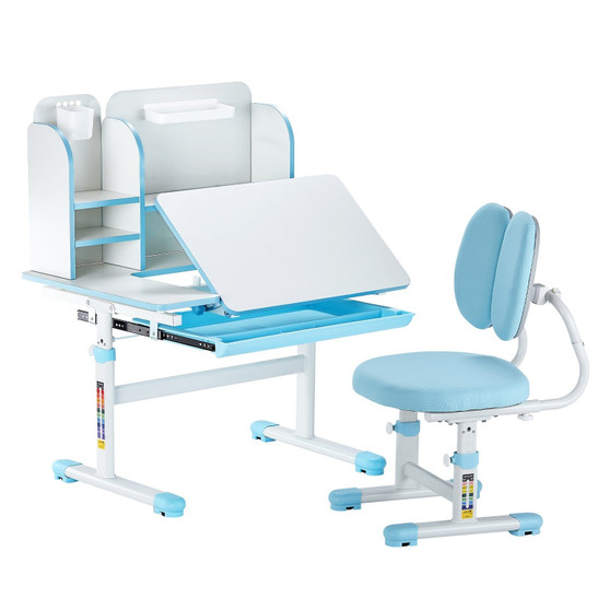 Kids Study Chair and Desk Set, Study Desk and Chair for Kids with Bookshelf & Storage Drawer, Adjus E415-ETXXZYLSDSJKQTLKLV0