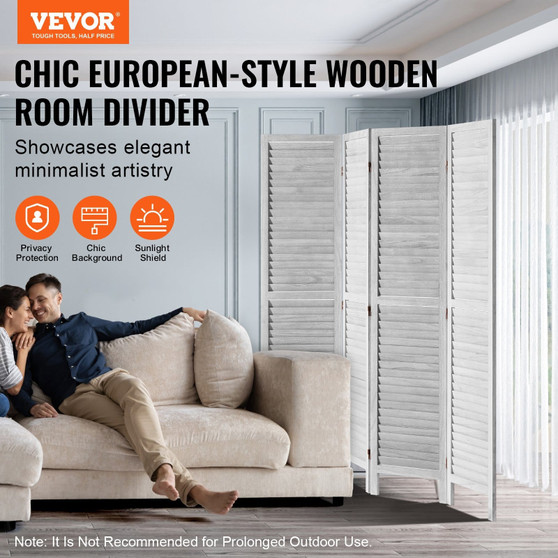  Wood Room Divider, 4 Panel Folding Privacy Screen, 66.9 Inches Tall Indoor Wooden Partition, Porta E415-MZPFBS4MBWGBS2XQB001V0