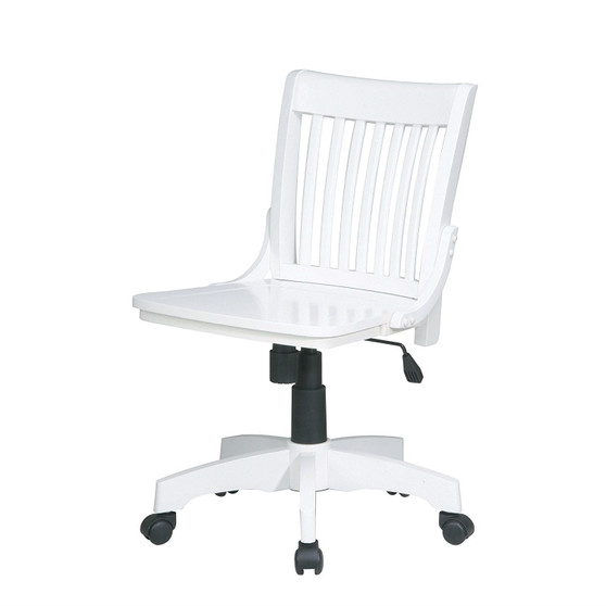 White Armless Bankers Chair with Wood Seat Q280-WADBC19846912